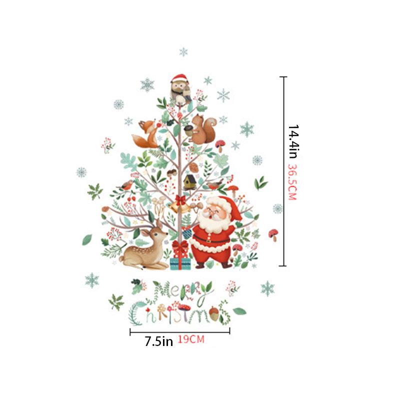 Christmas Window Stickers, Santa Claus Christmas Tree Cartoon Glass Decals, Merry Christmas Holiday Decorations.