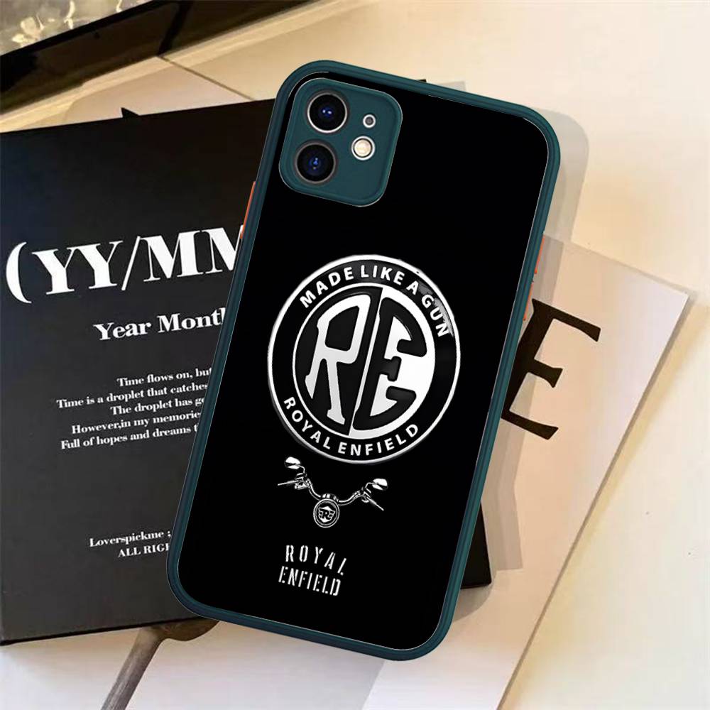 R-ROYALS E-ENFIELDS Logo For IPhone 11 12 13 14 15 16 Pro Max Plus X XS MAX Shockproof Matte Back Cover