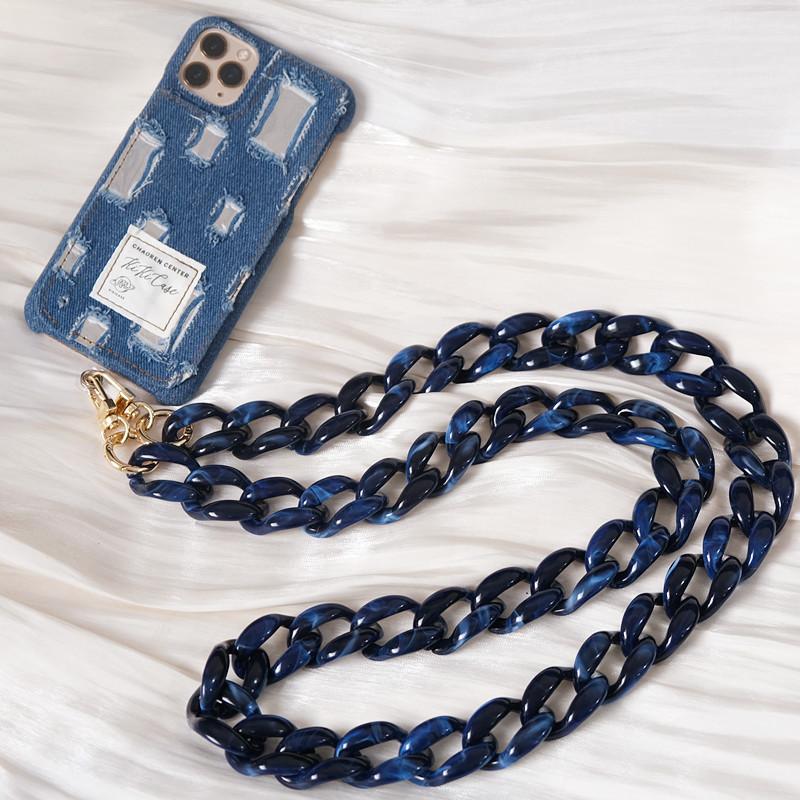 New Phone Accessory Detachable Parts Chain Blue Crossbody Resin Luxury Strap Amber Phone Case Chains Red Acrylic Shoulder Chain