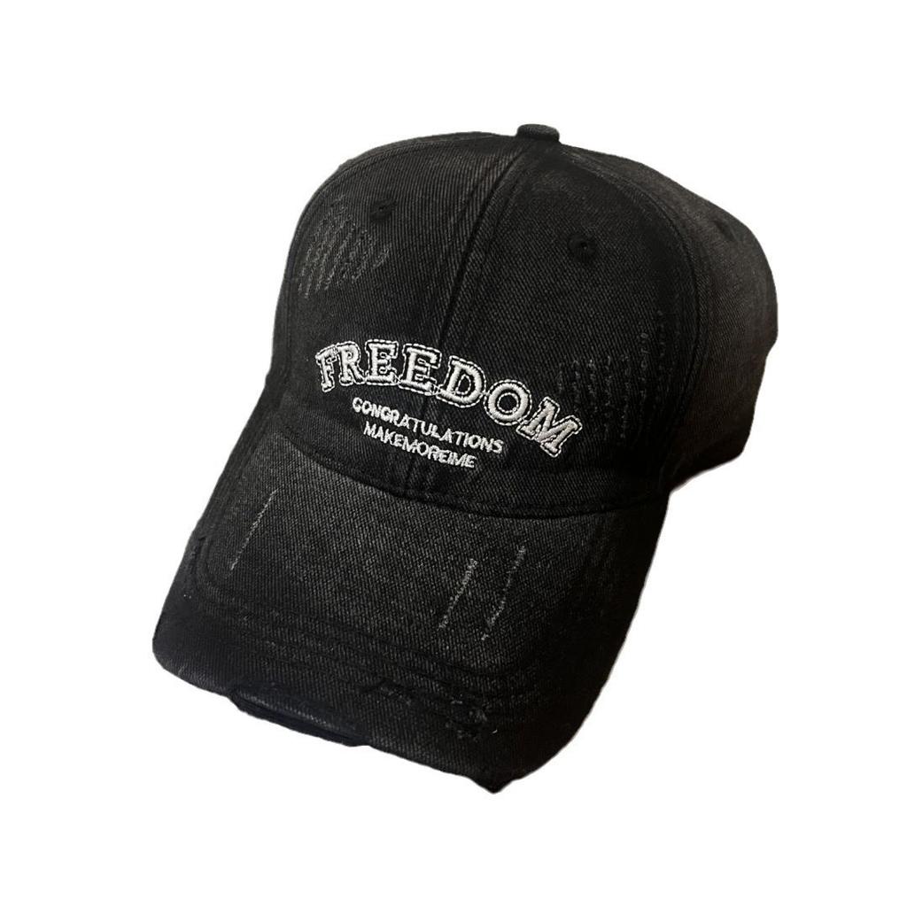 Japanese and Korean Letter Embroidery with Rotten Edges and Casual and Fashionable Versatile Street Soft Top Baseball Cap New Style