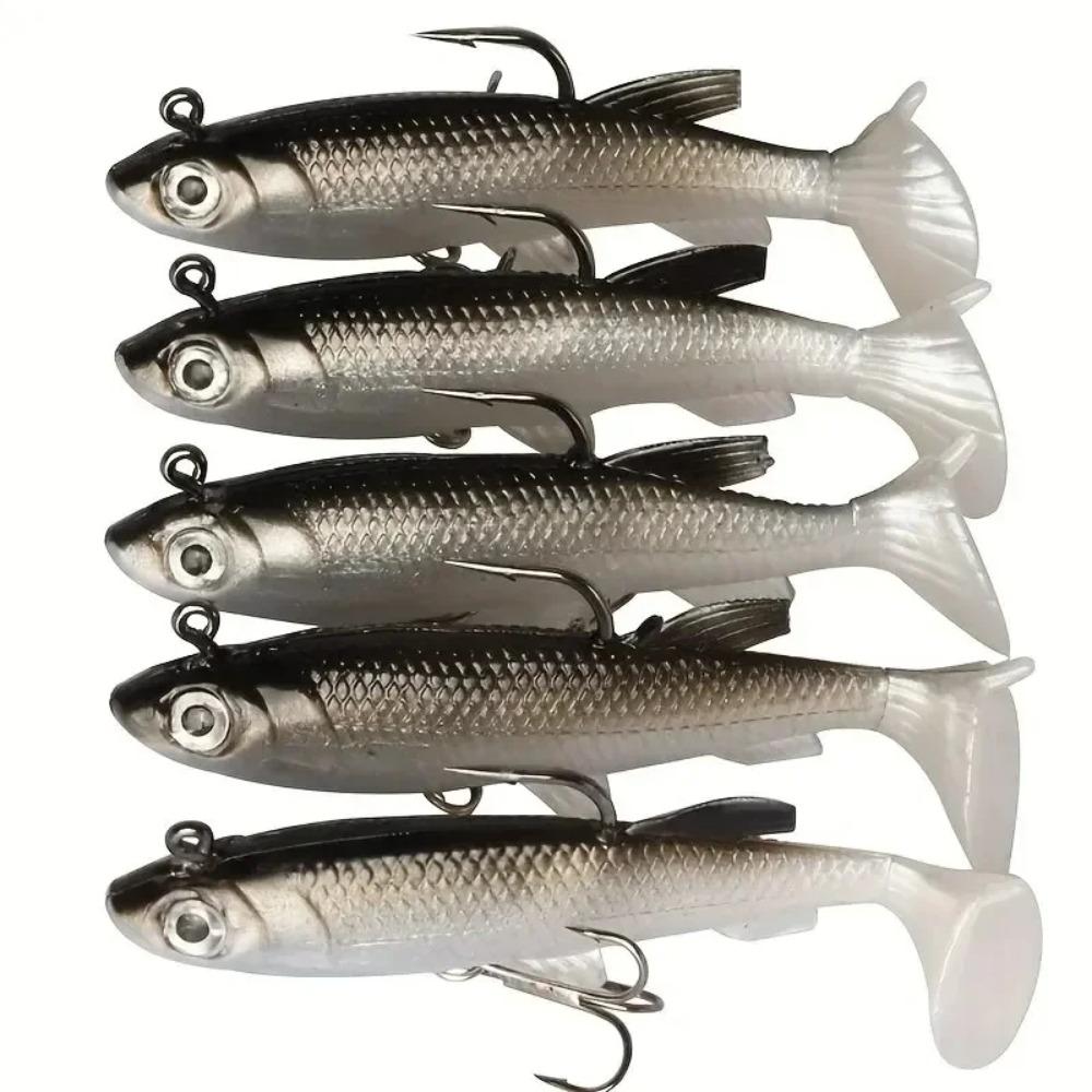 

Artificial soft lure set 8 cm 5 pieces with durable hooks suit for sea and river fishing tackle need
