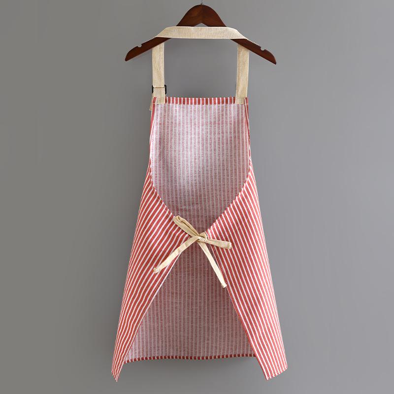 Hemp Apron Striped Cotton Household Japanese Aprons For Cleaning Cooking Baking With Large Pocket Cute Women's Apron Overalls