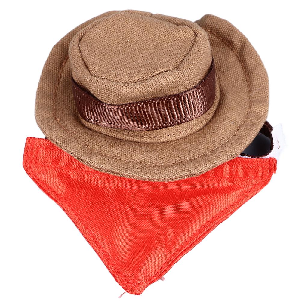Bearded Dragon Cowboy Hat and Bandana Halloween Reptile Costume Cap with Removable Bib for Lizard Hamster Small Animal