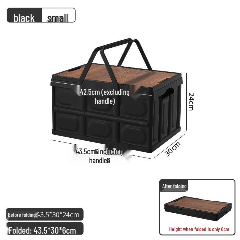 Multi-Functional Folding Camping Box with Wooden Lid: Portable Car & Outdoor Food Storage Suitcase