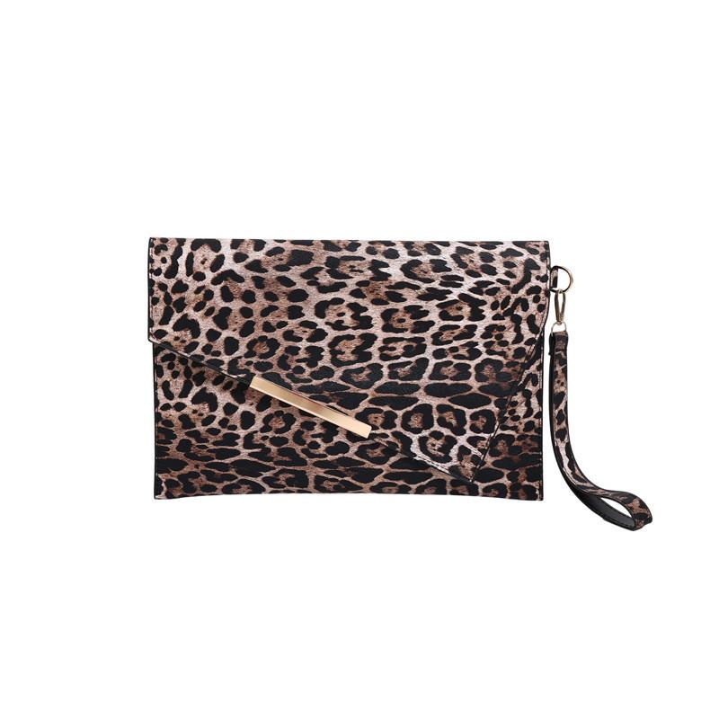 European and American fashion leopard print clutch envelope bag, dinner bag, fashionable foreign style personalized design, wrist bag, women's bag