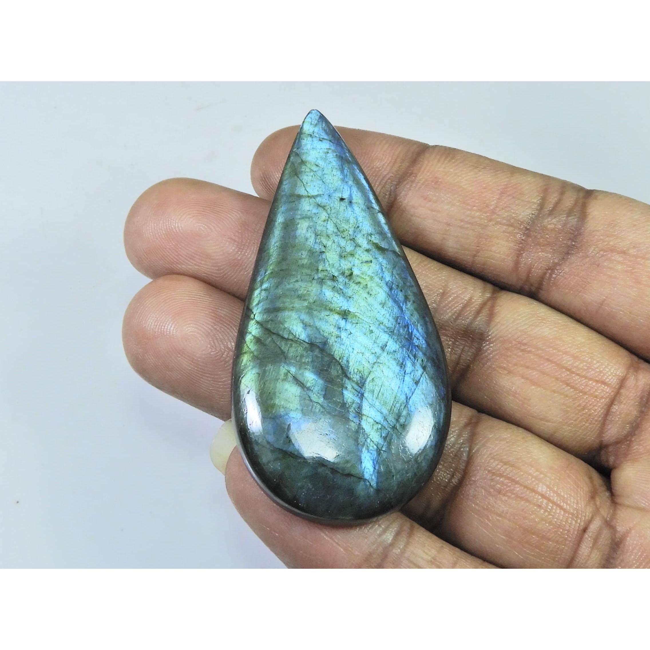 105Cts.Natural Labradorite Multi Fire Pear Cabochon Loose Gemstone 29X60X7MM D-261
