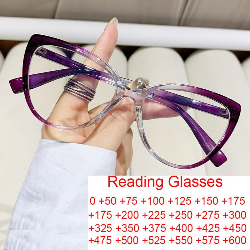 Transparent Cat Eye Presbyopia Glasses Ultra Light Far Sight Eyewear Fashion Reading Eyeglasses For Women And Men