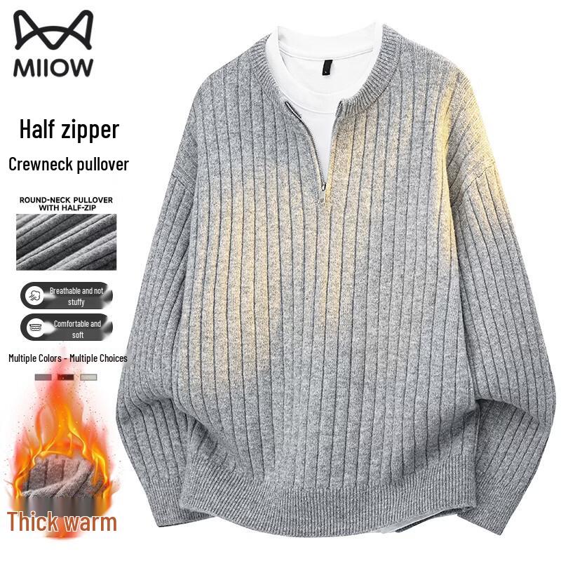 MiiOW Men s Thickened Half-Zip Sweater L