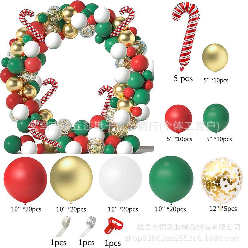 Weihnachtsballon-Set, Zuckerstange, Elch, Lebkuchenmann, Kranz, Gewölbte Partydekoration