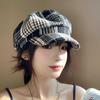 Autumn and Winter Retro British Style Hat Women's Plaid Face Showing Little Beret Warm Painter Hat Sweet Versatile Newspaper Hat