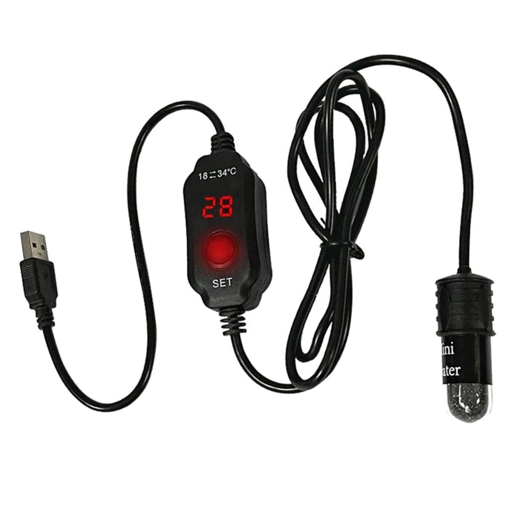 10W Mini-Aquarienheizer für kleines Aquarium Konstanter Temperaturheizer mit Digitalanzeige Einstellbarer 5V/2A USB-Heizstab
