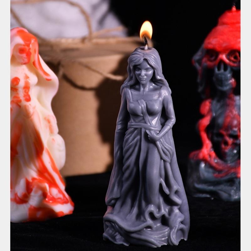 4Pcs Halloween Theme SIlicone Candle Molds Halloween Bride Silicone Candle Molds for Epoxy Resin, Halloween Decoration