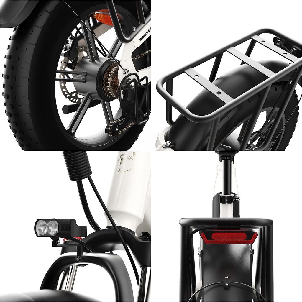City Commuting Electric Bike WILDEWAY Torpedo 20 Inch Fat Tires E- Bike 48V15Ah Battery 500W Motor 70KM Range Outdoor Riding Electric Bicycle