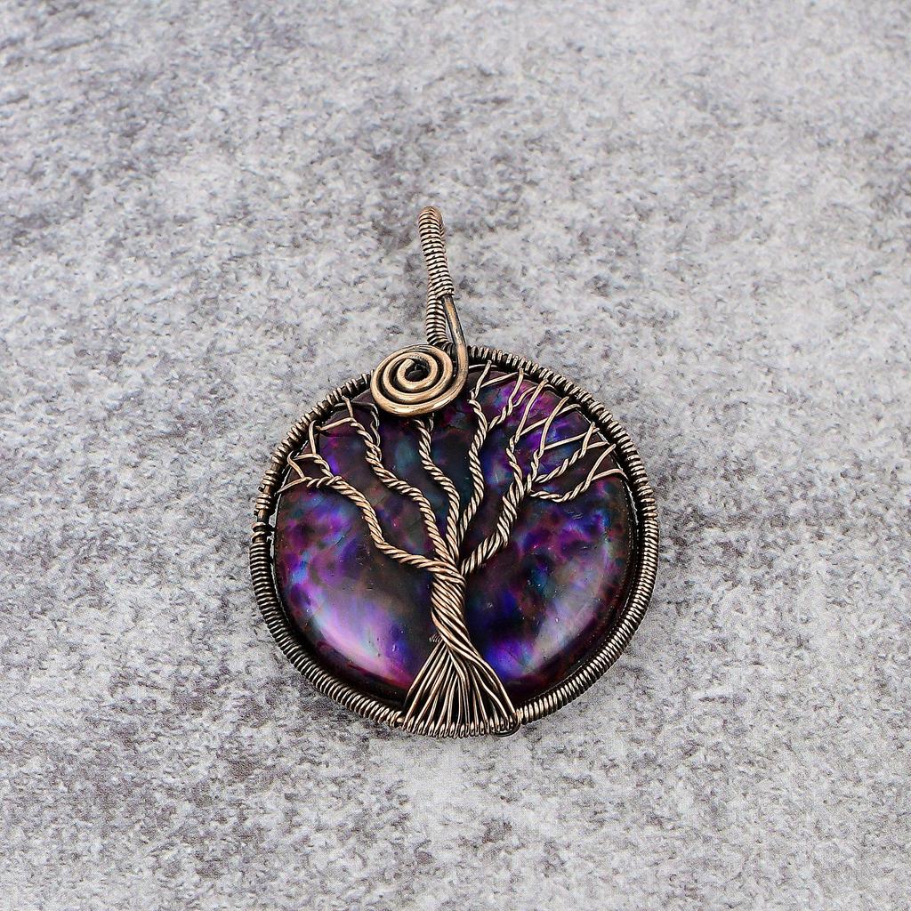 Tree Of Life Multi Flash Labradorite Handmade Pendant, Natural Gemstone Jewelry, 999 Copper Wire Wrapped Pendant Jewelry, For Gift