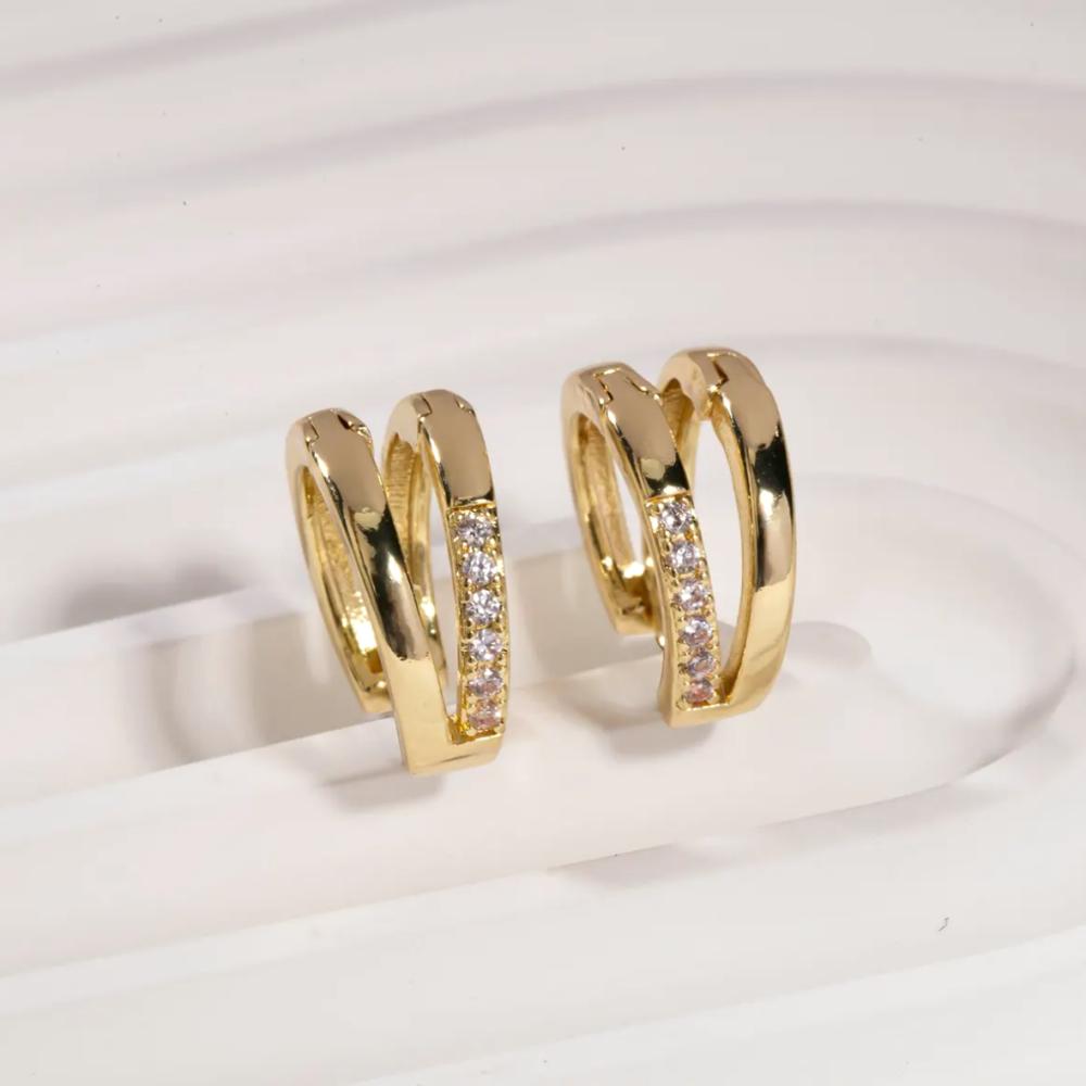 Minimalist Cross Hoop Earrings For Women Gold Color Huggie Hoops Pave AAA+ CZ X-Shape Daily Statement Jewelry for Women Party