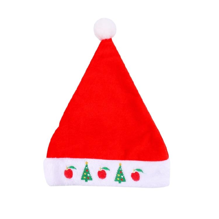 Plush Christmas Santa Hat with Embroidery Brim for Holiday Parties Giving Love