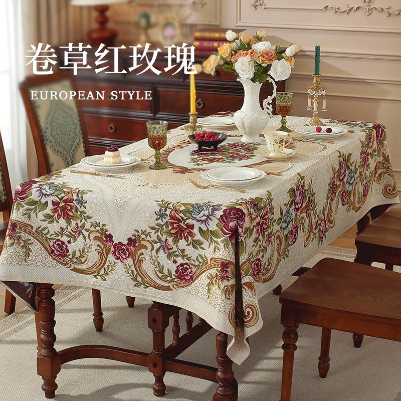 

European Style Table Cloth for Home Use Thickened Anti Scald Dining Table Cloth Rectangular Dustproof and Beautifying Decoration 140x180cm