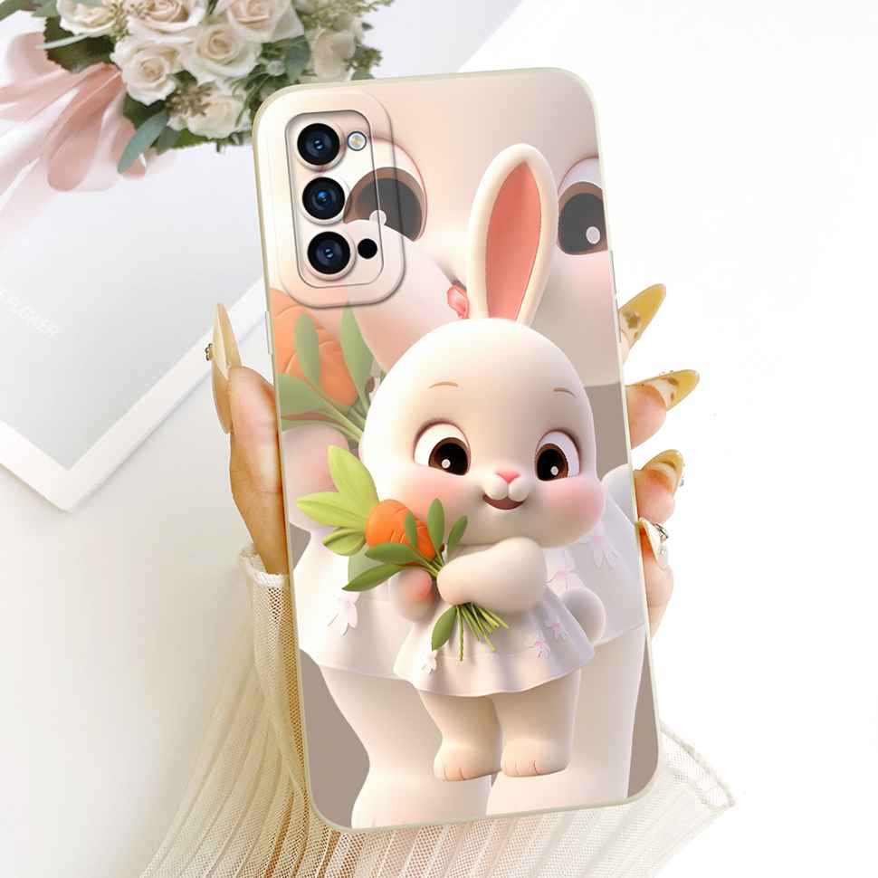 Cartoon For Oppo Reno4 5G PDPM00 Case Cute Rabbit Silicone Back Cover For Oppo Reno 4 reno4 5G PDPT00 CPH2091 Phone Shell Fundas