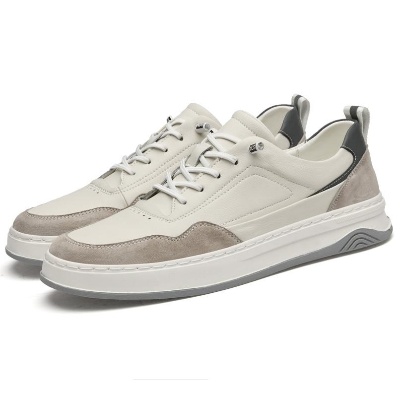 Men's shoes trendy fashion men's retro British style white shoes men's sports shoes cowhide casual board shoes
