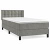 3131171 vidaXL Lit à sommier tapissier et matelas Gris clair 90x190 cm Velours