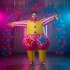 Inflatable Clown Costume Funny Suit with Blower Full-Body Jumpsuit for
