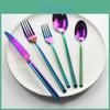 5pcsset Flateware Rainbow Set Dinner Knife Dessert Spoon Fork Thicken Tableware Kitchen Food Cutlery Set 1810 Stainless Steel Dinnerware Set