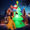 Décorations Gonflables de Noël Chien Poursuit le Père Noël Ornement Lumineux Gonflable de Noël Ambiance de Noël Décor Extérieur Modèle