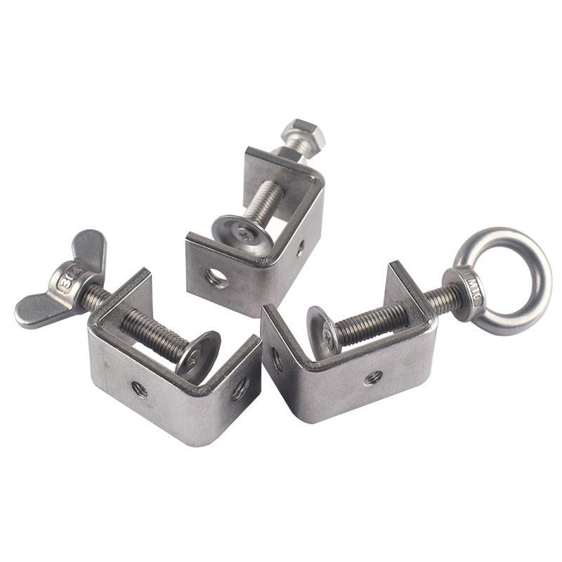 304 Stainless Steel Tiger C-Clamp U-Shaped Fixture with Hand-Tightened Eyebolt