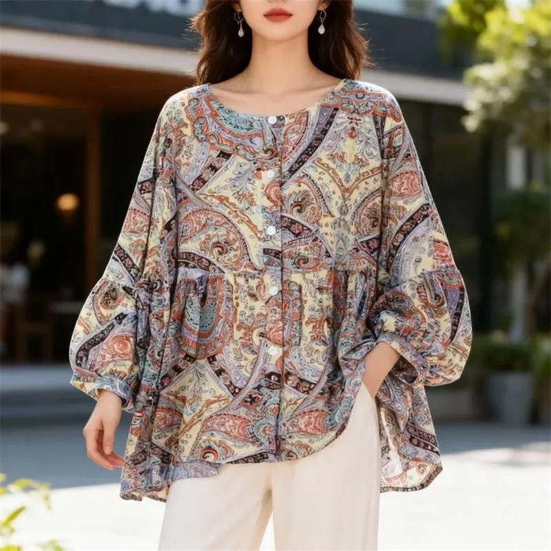 Women S Plus Size Loose Fit 300lb Summer 3 4 Sleeve T Shirt 4XL