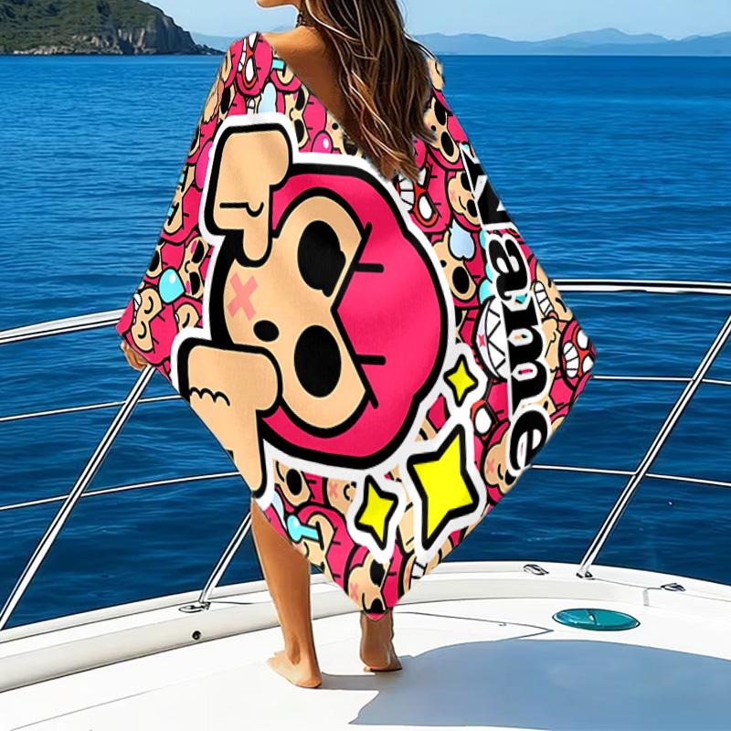 1pc Brawl Stars Beach Towel with Custom Name, Beach/Swimming/Bath/Picnic/Camping Towel, Suitable for Seaside Beaches