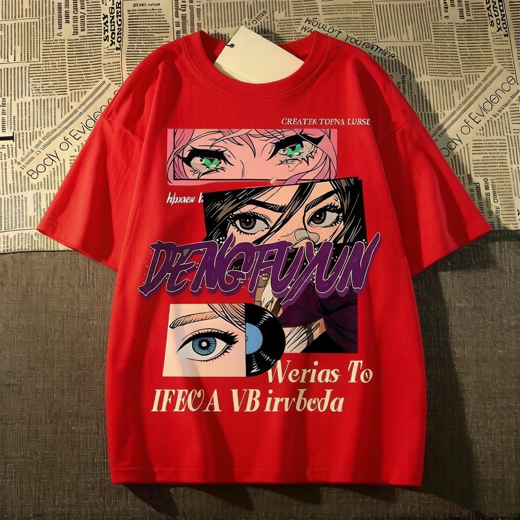 

Japanese Anime Character Themed print Short-sleeved T-shirt for Women and Men Suitable for Summer for Couples 3XL