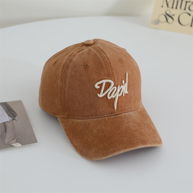 American Retro Old Baseball Hat Letter Embroidery Versatile Washing Soft Top Baseball Hat Women Show Small Face