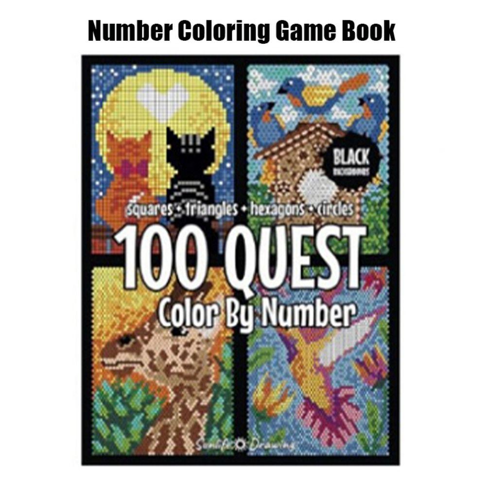 Paper Paint By Numbers Cartoon Drawing Learning Book Filling Color Book Set Adults and Kids