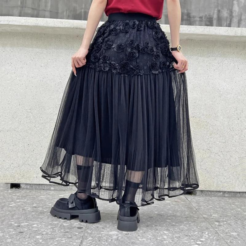Xitao Flower Patchwork Lace Elastic Waist Skirt ZMY1142