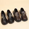 Round head Lun brown platform small leather shoes women's new autumn versatile skirt thick heel single shoes