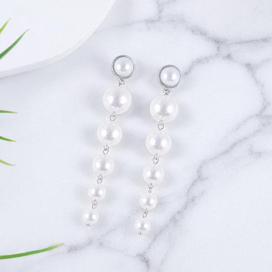 1 Pair Women Earrings, Imitation Pearls Long Earrings, French Style Long Drop Earrings, Lightweight Natural Earrings for Jewelry Gift