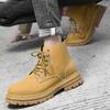 Frosted bumblebee Martin boots men's autumn thickened thick heel short boots thick-soled retro tooling mountaineering boots