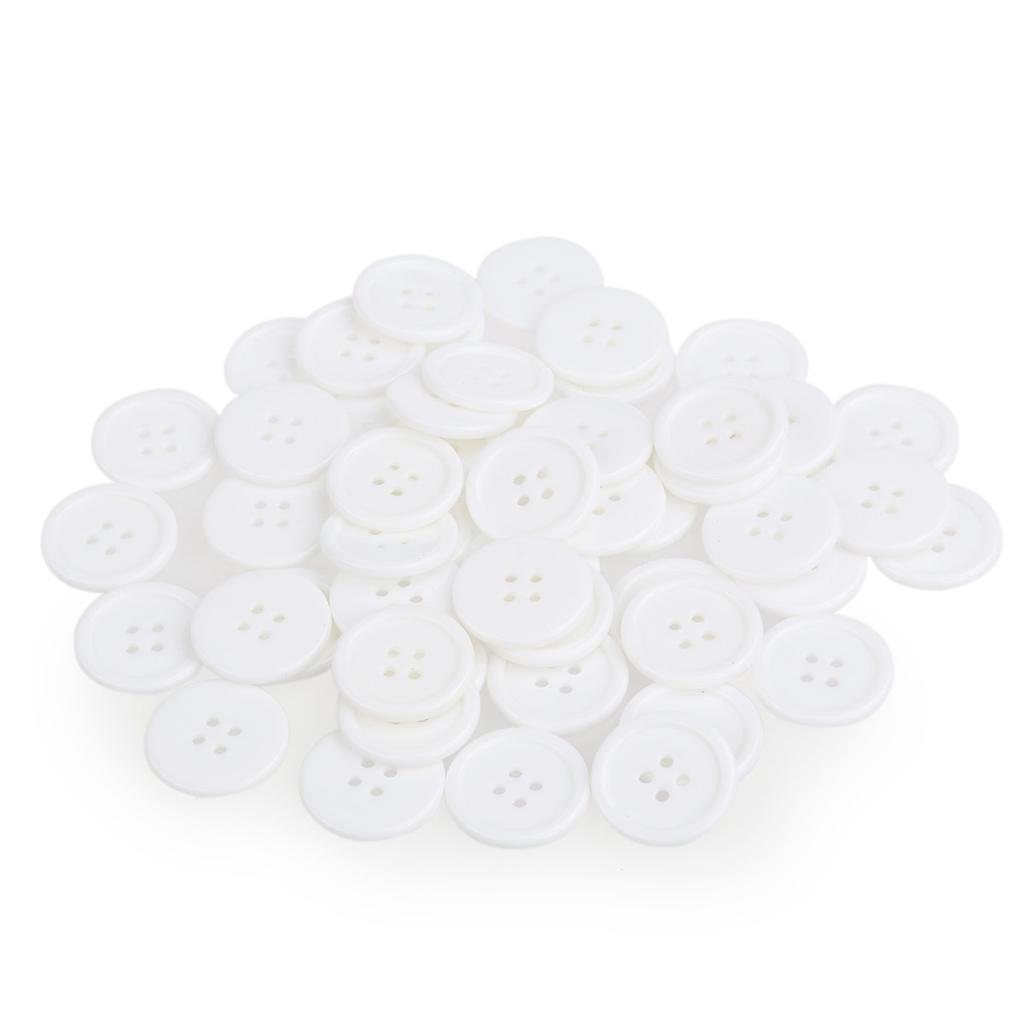 50Pcs 23Mm White Round 4 Hole Resin Buttons Sewing Craft Supplies for Scrapbooking Embellishments Jewelry Making Knitting DIY