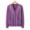 Hodo Women's V-Neck Embroidered Knit Cardigan