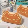 Style Cartoon Pen Case Cute Caramel Cat Pen Bag Large Capacity Lovely Plush Animal Pencil Organizer Case School Supplies 1pc