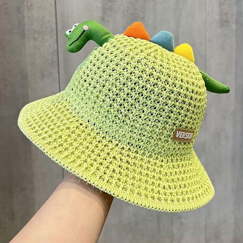 Pălărie de protecție solară pentru copii, de vară, cu plasă subțire, cu boruri largi, tip pescar, pentru băieți și fete, versatilă, cu dinozaur, de primăvară, pentru plajă, drăguță
