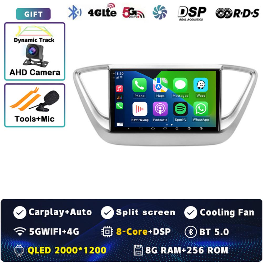 9" Android 14 Carplay Car Radio For Hyundai Solaris 2 Verna 2016-2020 Multimedia Video Player Navigation GPS Stereo 2Din WIFI+4G