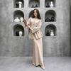 Beige Button-Down Top and Long Skirt Set