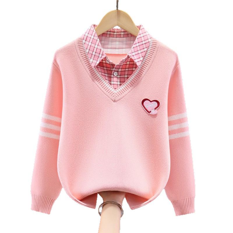 Baumwollpullover für Mädchen, Zwei-in-Eins, mit Fleecefutter für Frühling und Herbst - Perfekt für Grundschülerinnen und ältere Kinder