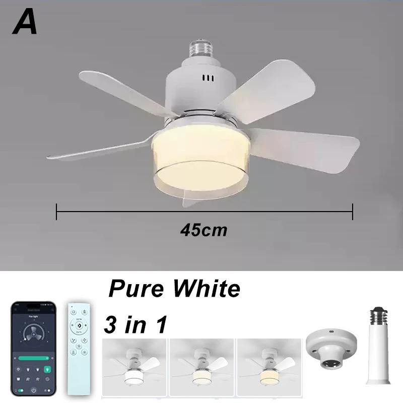 Smart Ceiling Fan RGB Lighting E27 Fans Lamp APP Control Via Bluetooth Ceiling Fan with Silent Design for Bedroom Decorations