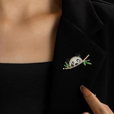 Lovely Delicate Panda Bamboo Animal Brooch Corsage For Women  Enamel Brooch  Pins Clothing Accessories Gifts
