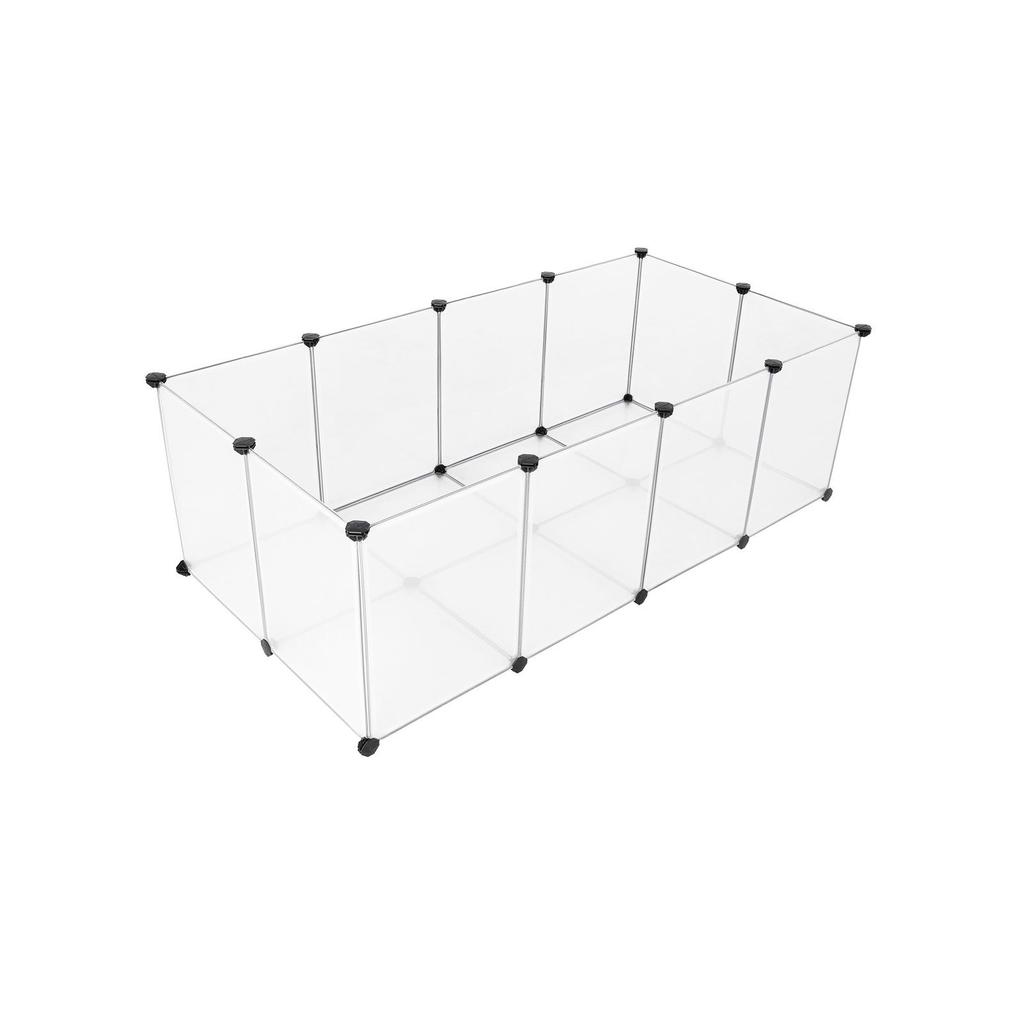 SONGMICS Pet Playpen, Guinea Pig Run and Cage with Floor, Indoor DIY Transparent Plastic Enclosure for Hamsters, Rabbits, Hedgehogs