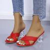 Crystal and high-heeled slippers women's cross-woven strap women's sandals womenslip