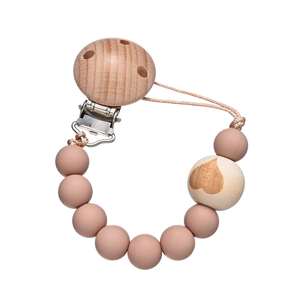 Chew Toys Shower Gift New Baby Pacifier Chain Clips Wood Pentagram Teether  Silicone Round Beads Teething Chain For Care Soother