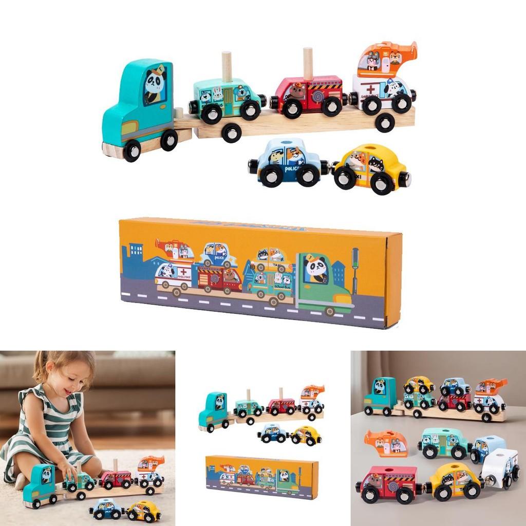Wooden Animal Pattern Magnetic Car Building Block Children Puzzle Toy Set For Early Education And Cognitive Development
